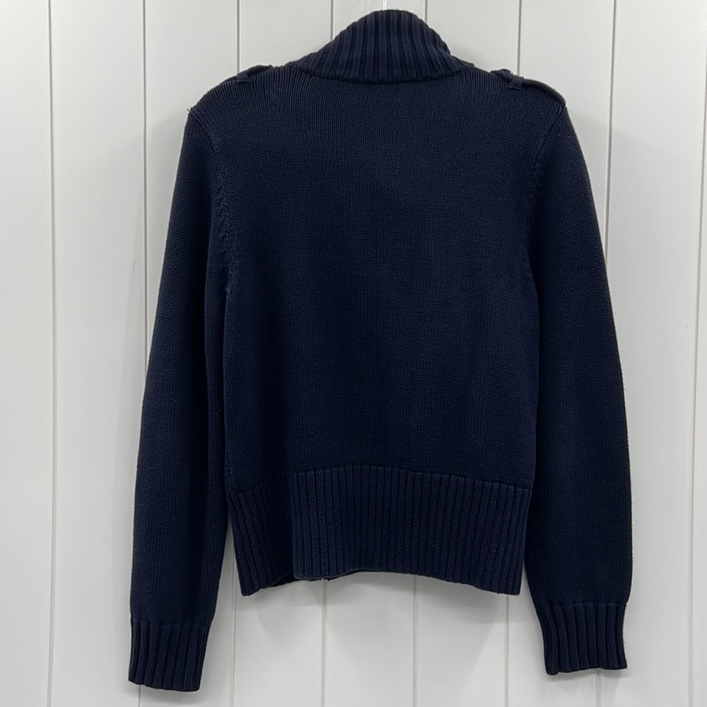 Lauren Ralph Lauren Cardigan Faux Double Breasted Button Sweater Navy Blue Large - Picture 9 of 9